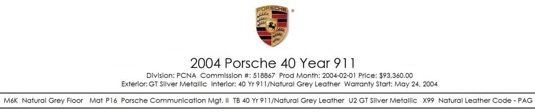 2004 Porsche 911 Carrera 40th Anniversary Edition — photo 5