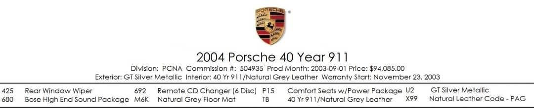 2004 Porsche 911 Carrera 40th Anniversary Edition — photo 2
