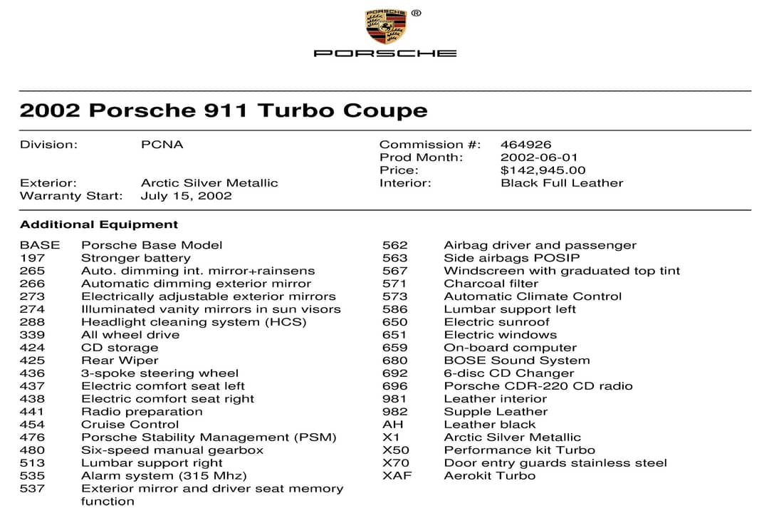 2002 Porsche 911 X50 Aero Kit Turbo — photo 64
