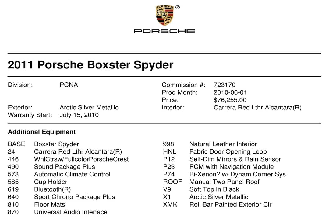 2011 Porsche Boxster Spyder — photo 39