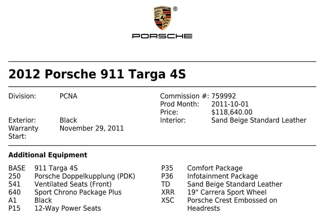 2012 Porsche 911 Targa 4S — photo 2