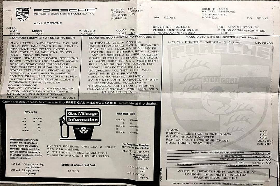 1993 Porsche 911 Carrera 2 — photo 2