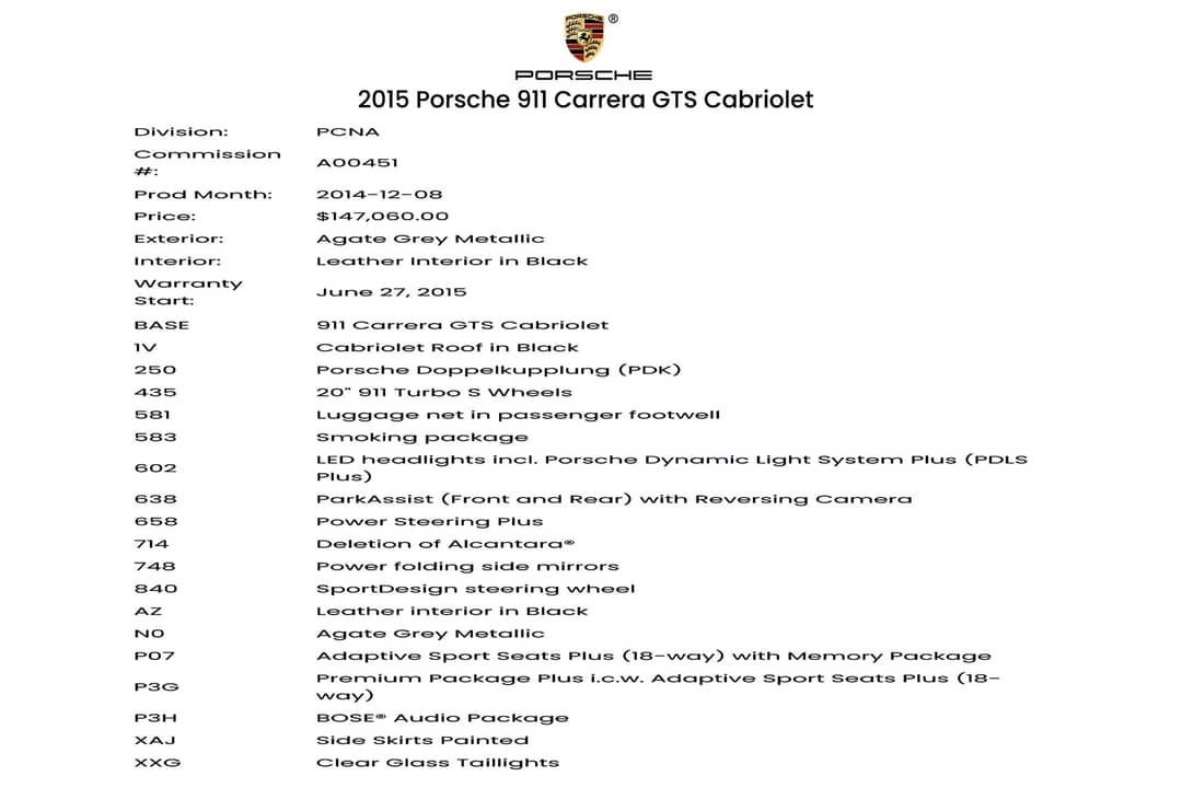 2015 Porsche 911 Carrera GTS — photo 3