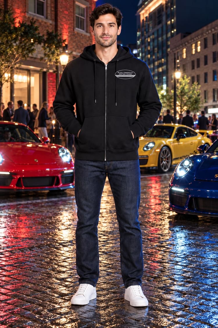 Man wearing the RF Classic 911 Hoodie from the front