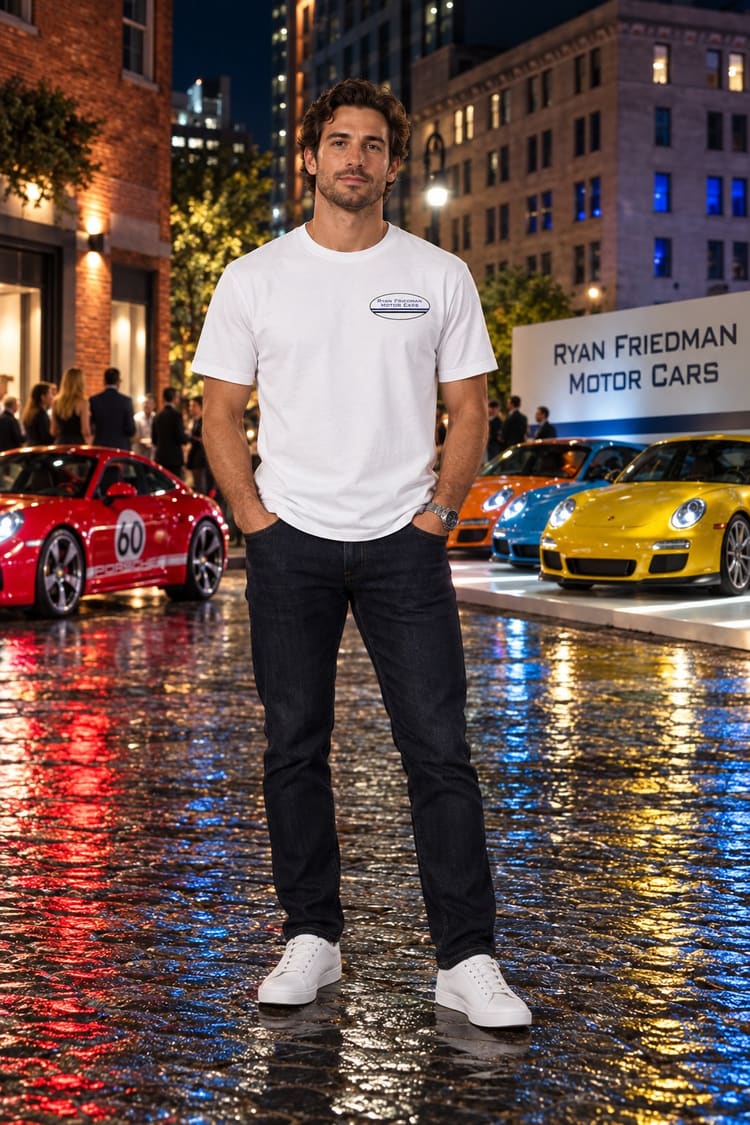 Man wearing the Yellow GT3 RS T-Shirt from the front