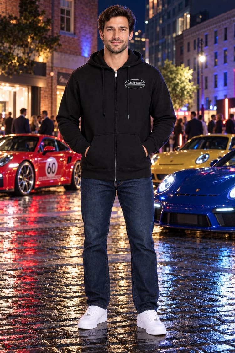 Man wearing the RF Purple 07 Hoodie from the front