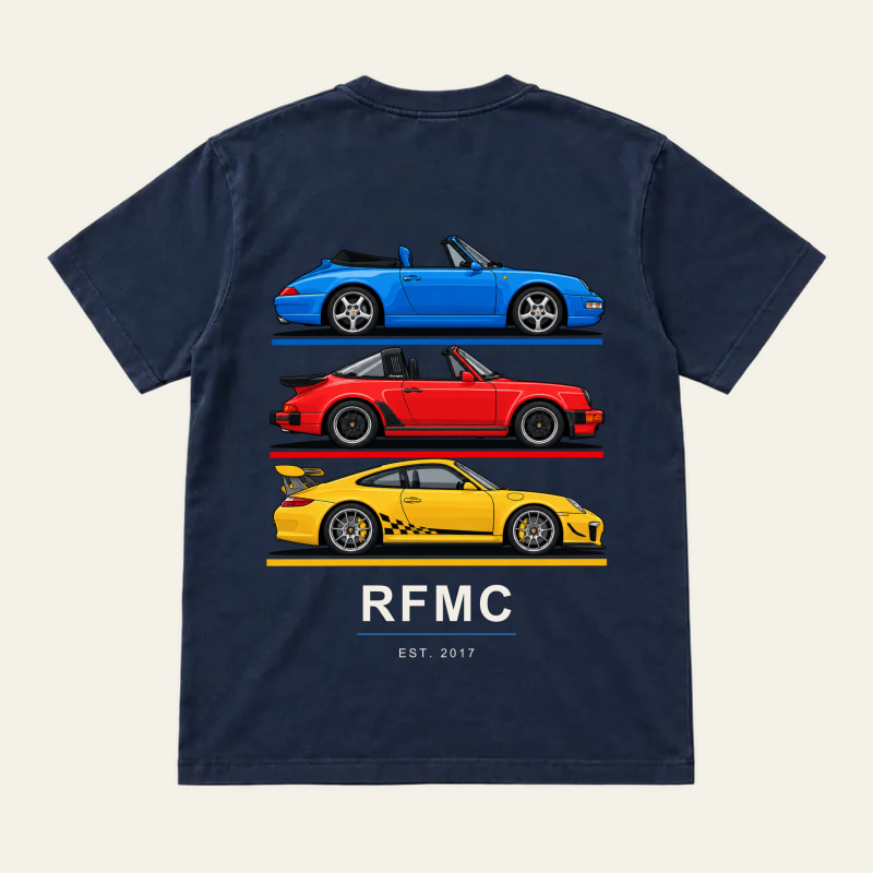 Three Car Crew Tee, back view