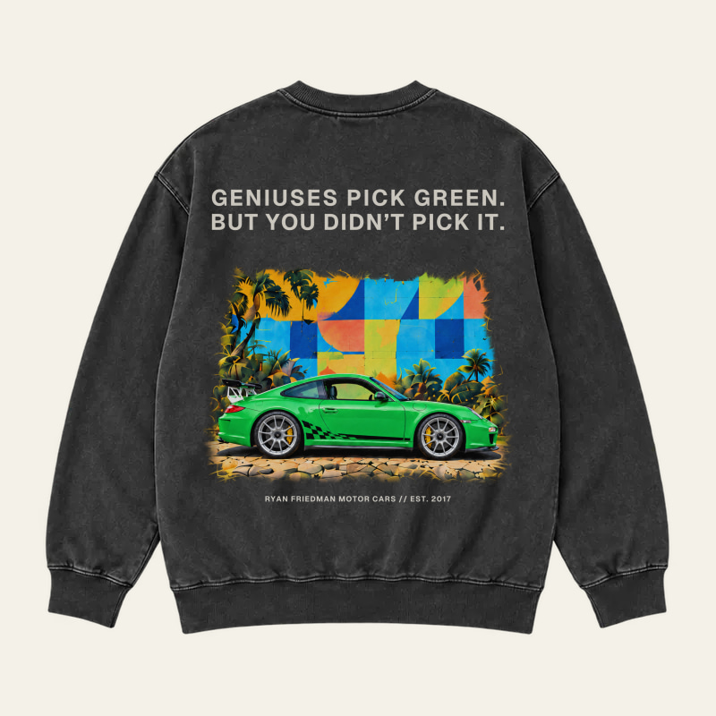 Geniuses Pick Green, Men Black crewneck back product view