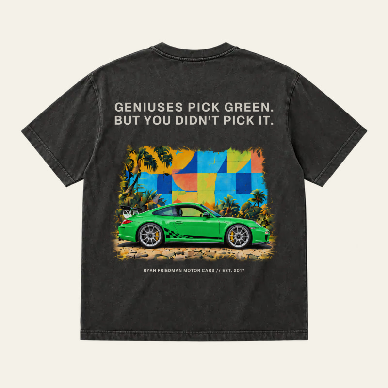Geniuses Pick Green Crew Tee, back view