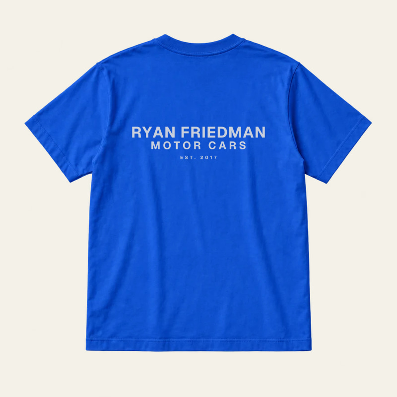 RFMC Logo Tee, Royal Blue, back artwork reference