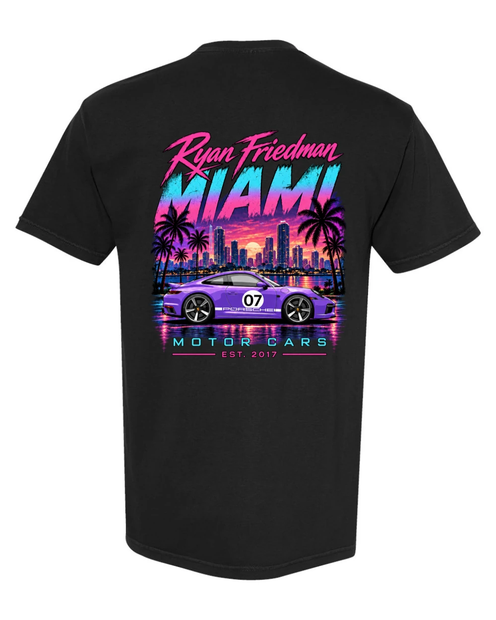 Miami Nights, Men Black t-shirt back product view
