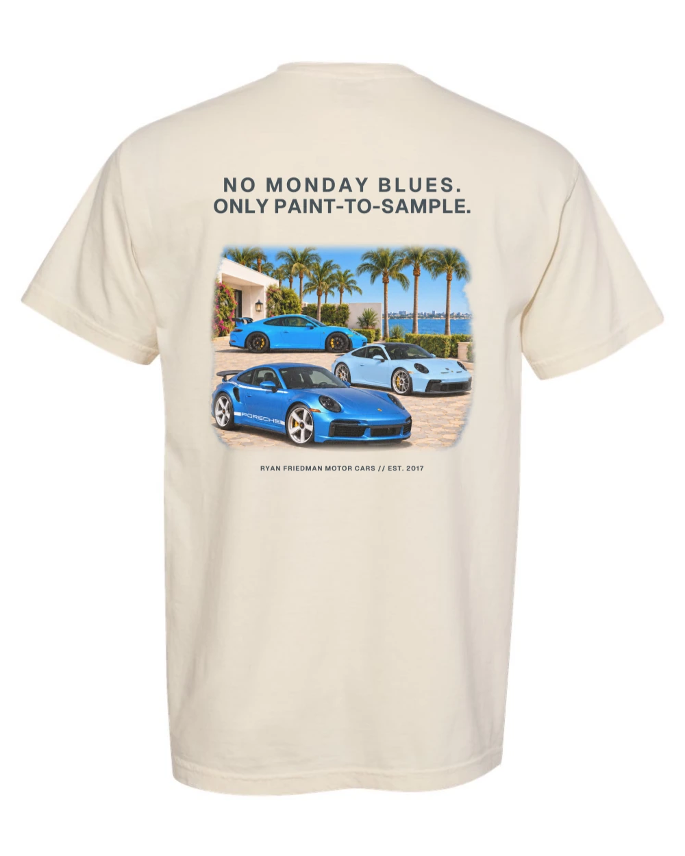 No Monday Blues, Men Ivory t-shirt back product view