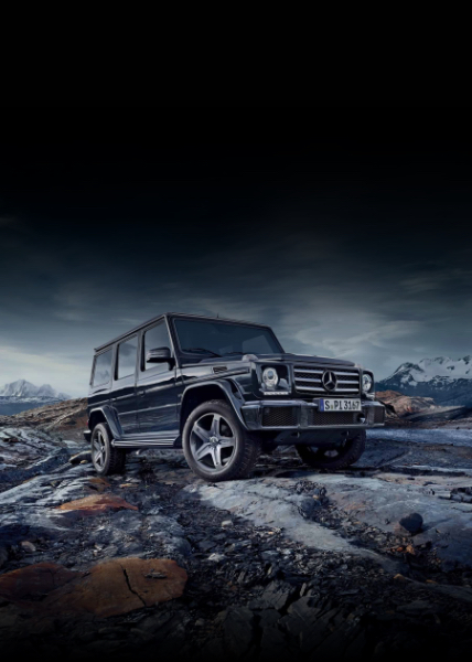 Mercedes-Benz on a rugged road